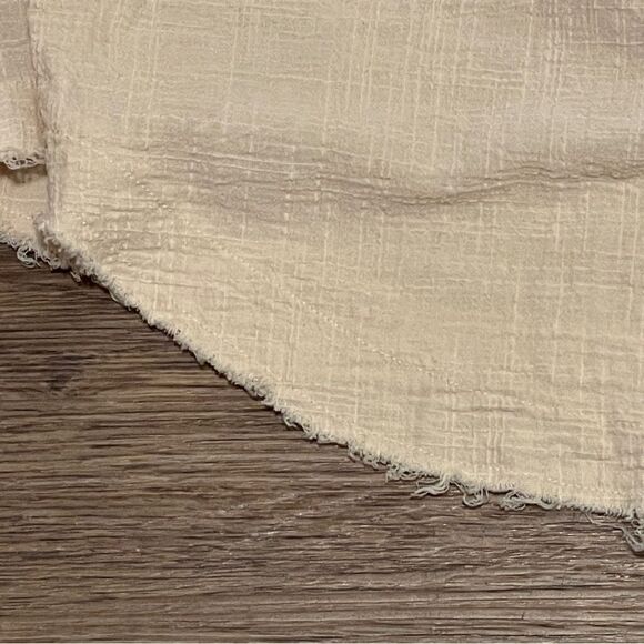 Beige Tassel Drawstring Boho Chic Embroidered Half Sleeve V Neck Top Size M - Picture 13 of 15